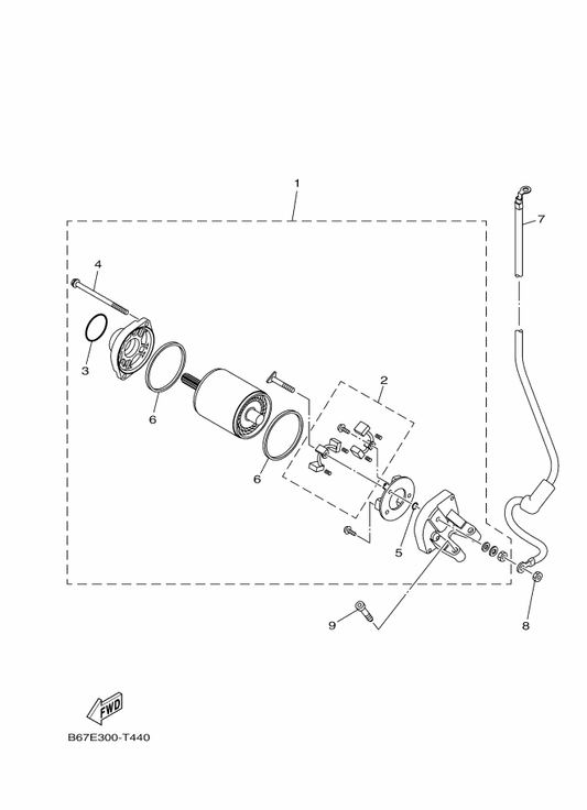 Yamaha 2CR-8183G-10 . Cord Comp. — shown on the Starting Motor parts diagram