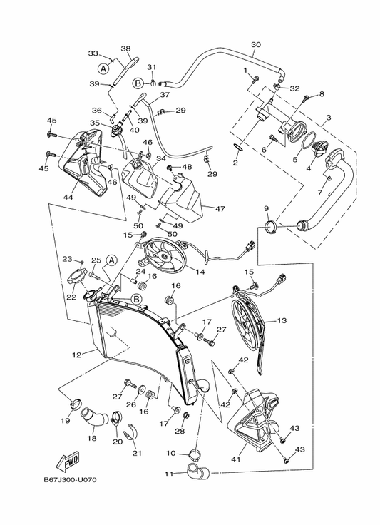Yamaha 90387-06024 Collar — shown on the Radiator & Hose parts diagram