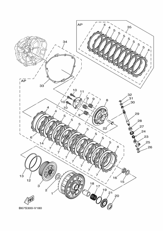 Yamaha 1WS-16356-00 Rod, Push 1 — shown on the Clutch parts diagram