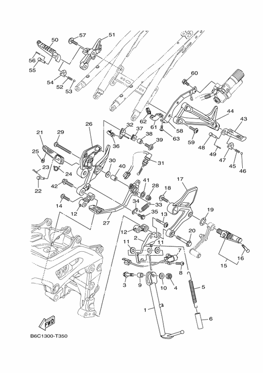 Yamaha 90464-17003 Clamp — shown on the Stand & Footrest parts diagram