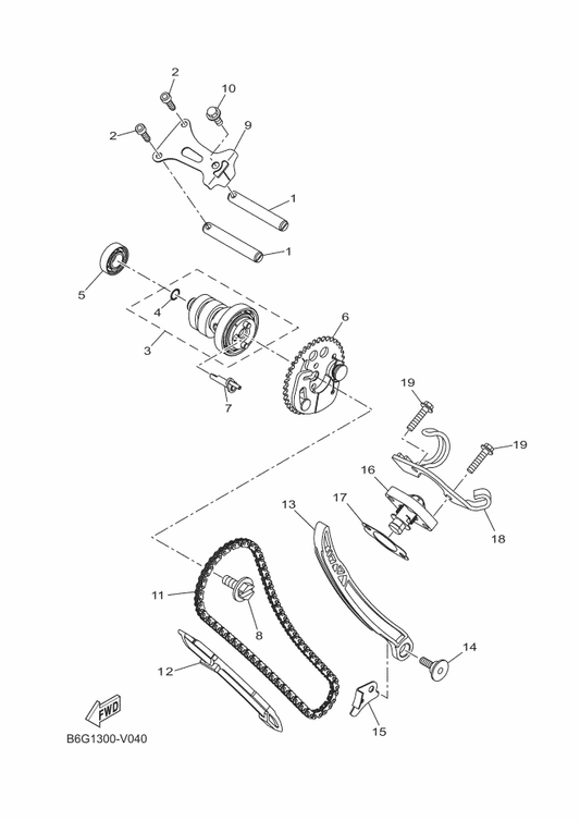 Yamaha 54P-E2228-00 Bolt — shown on the Camshaft & Chain parts diagram