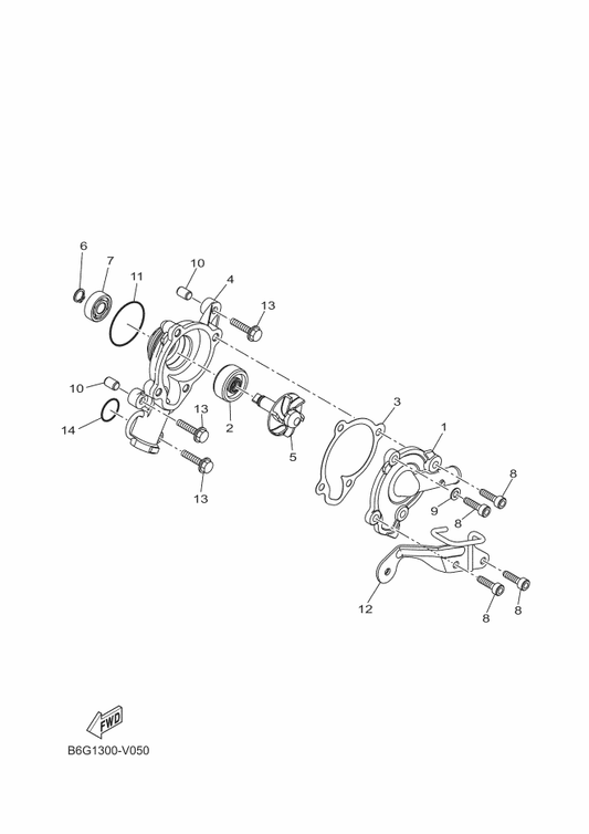 Yamaha B6G-E1185-00 Cover, Cylinder Head Side 3 — shown on the Water Pump parts diagram