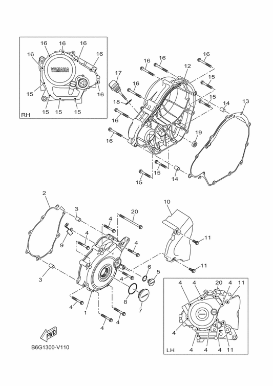 Yamaha BK6-E5451-00 Gasket, Crankcase Cover 1 — shown on the Crankcase Cover 1 parts diagram