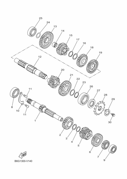 Yamaha 93306-272YC Bearing — shown on the Transmission parts diagram