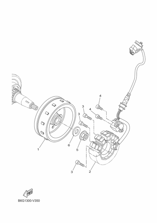 Yamaha 2PV-H1450-01 Rotor Assy — shown on the Generator parts diagram