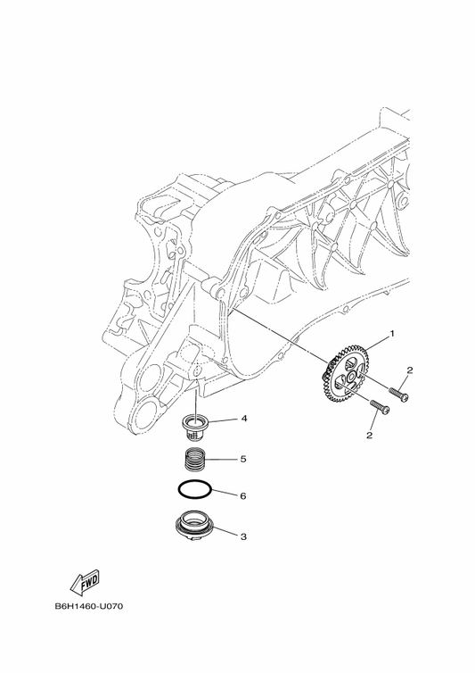 Yamaha 90149-05X09 Screw — shown on the Oil Pump parts diagram