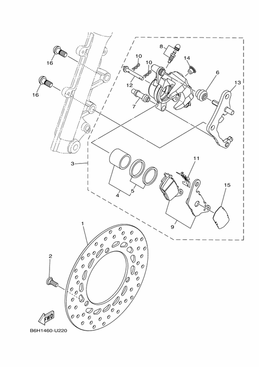 Yamaha 90149-10805 Screw — shown on the Front Brake Caliper parts diagram
