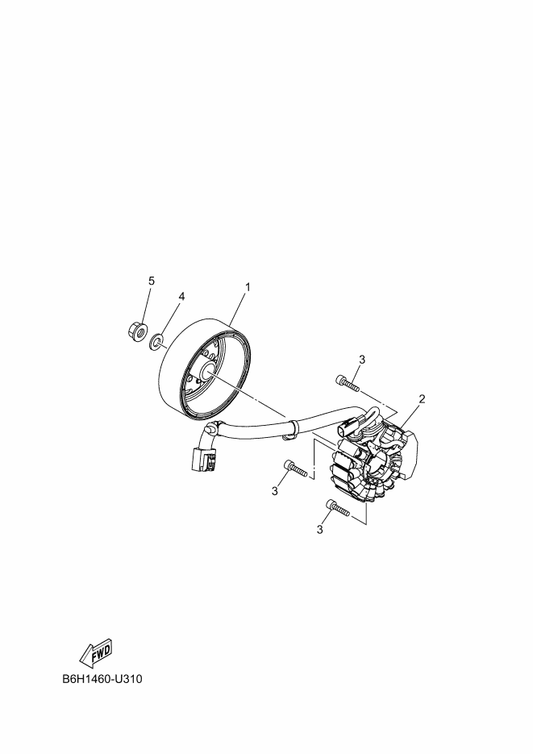 Yamaha B9Y-H1410-01 Stator Assy — shown on the Generator parts diagram