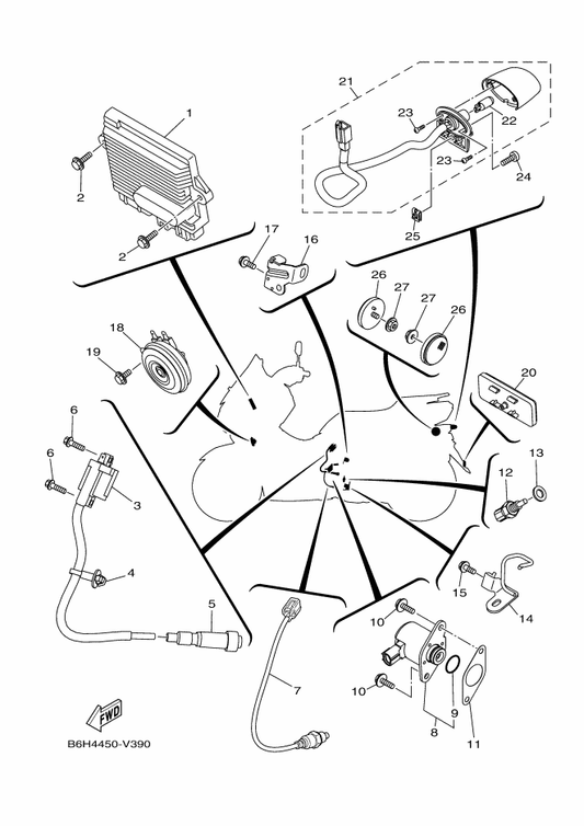 Yamaha BK6-H2370-00 Plug Cap Assy — shown on the Electrical 2 parts diagram