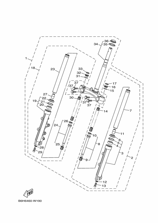 Yamaha BPB-F3103-00 . Front Fork Assy (R.H) — shown on the Front Fork parts diagram