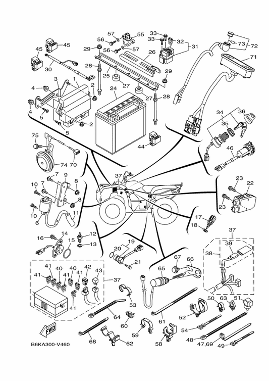 Yamaha B6K-8591A-10 Engine Control Unit Assy — shown on the Electrical 1 parts diagram