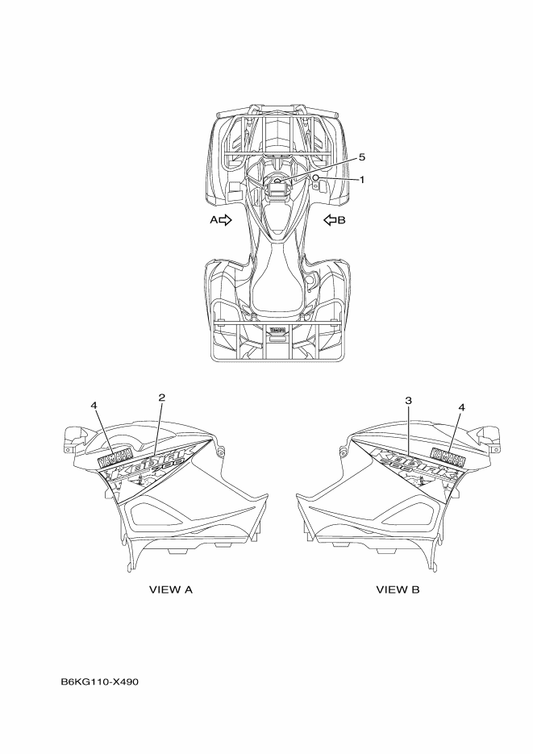 Yamaha B6K-F1782-30 Emblem 2 — shown on the Graphics parts diagram