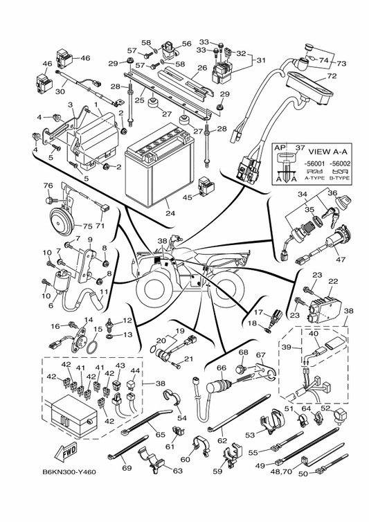 Yamaha B16-83530-00 Pilot Light Assy — shown on the Electrical 1 parts diagram