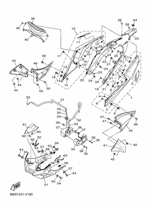 Yamaha 90160-05810 Screw, Round Tapping — shown on the Side Cover parts diagram