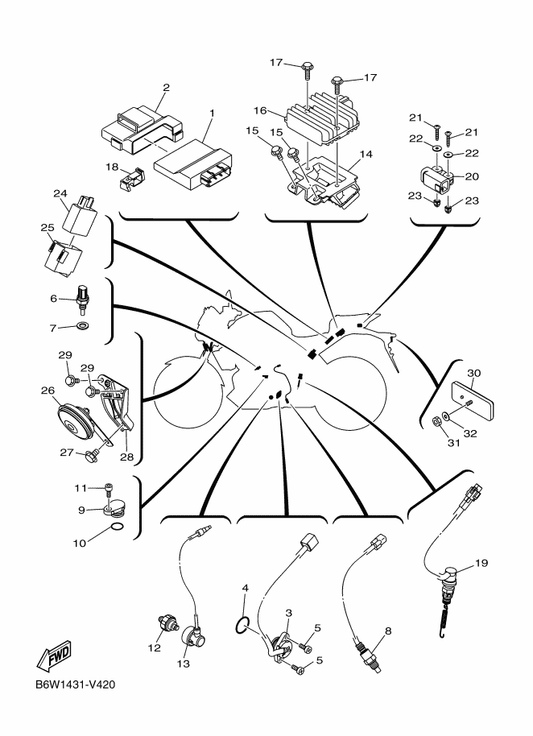 Yamaha 1WD-H1315-01 Lead Wire Assy — shown on the Electrical 2 parts diagram