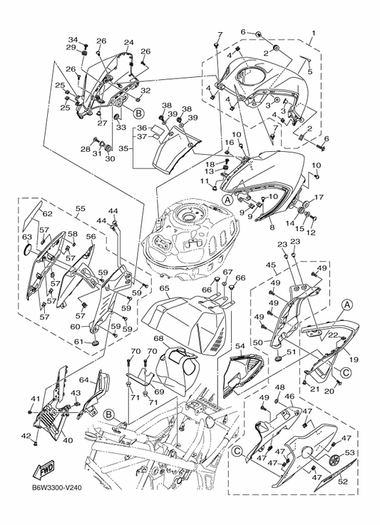 Yamaha 90387-06M60 . Collar — shown on the Fuel Tank 2 parts diagram