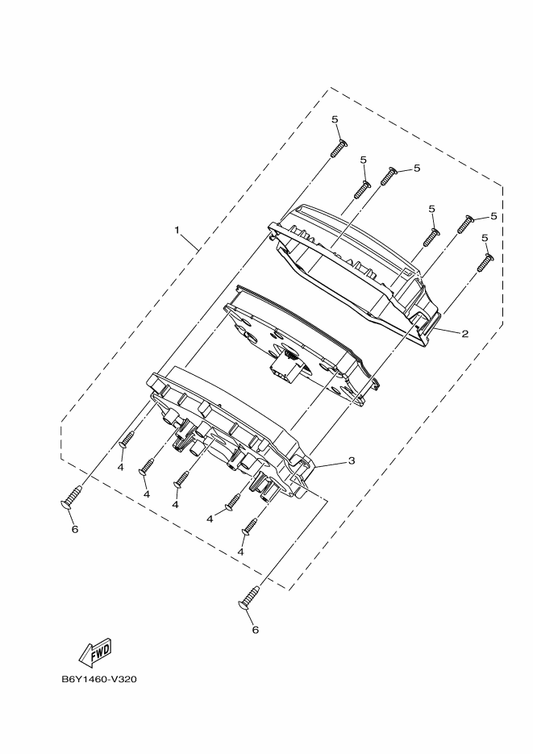 Yamaha B6Y-H3510-34 Speedometer Assy — shown on the Meter parts diagram