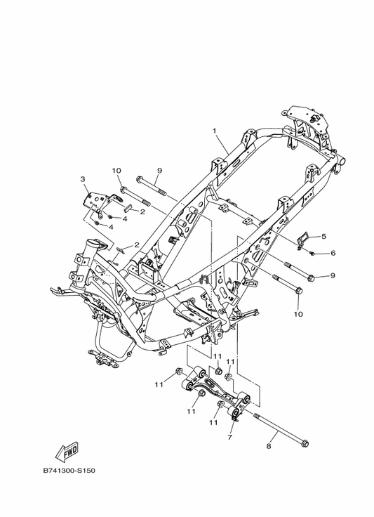 Yamaha BY3-F1110-01 Frame Comp. — shown on the Frame parts diagram