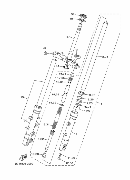 Yamaha BL1-F3102-00 Front Fork Assy (L.H) — shown on the Front Fork parts diagram