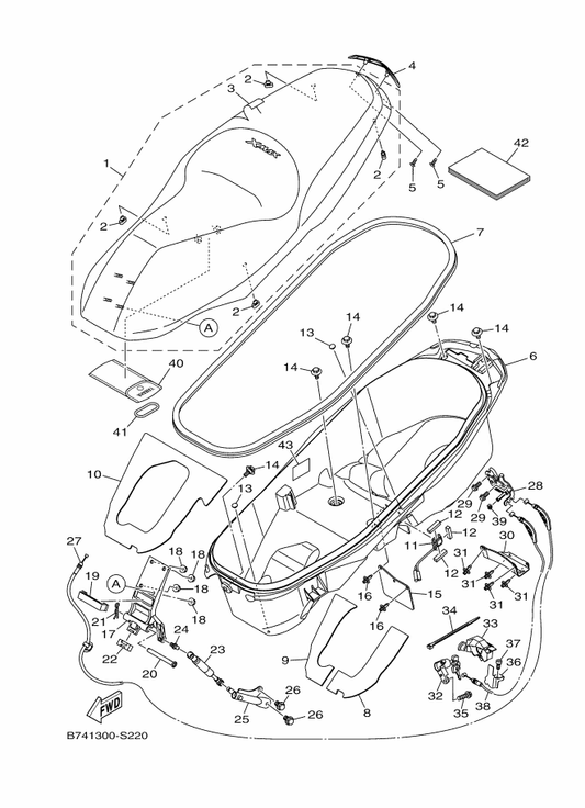 Yamaha 1WD-F1668-01 Label, Tire — shown on the Seat parts diagram