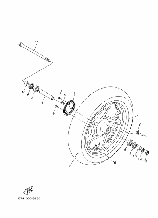 Yamaha BL2-F5160-01 Cast Wheel, Front — shown on the Front Wheel parts diagram