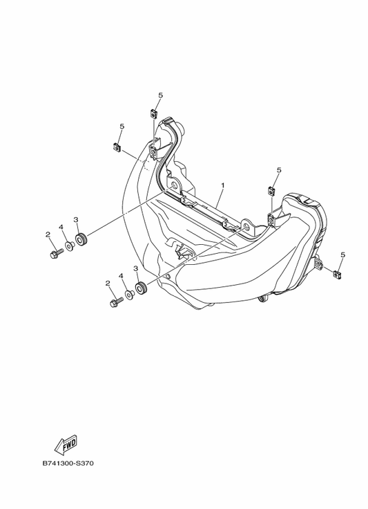 Yamaha B74-H4300-00 Headlight Assy — shown on the Headlight parts diagram