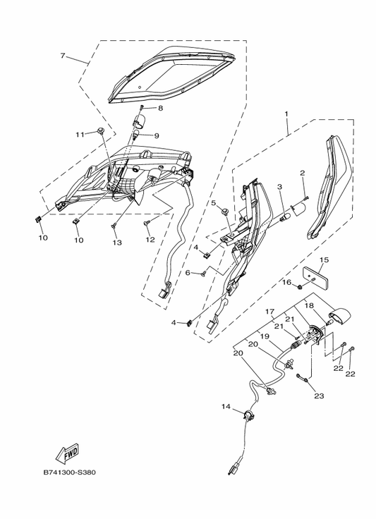 Yamaha B74-H4748-00 Nut, Special — shown on the Taillight parts diagram