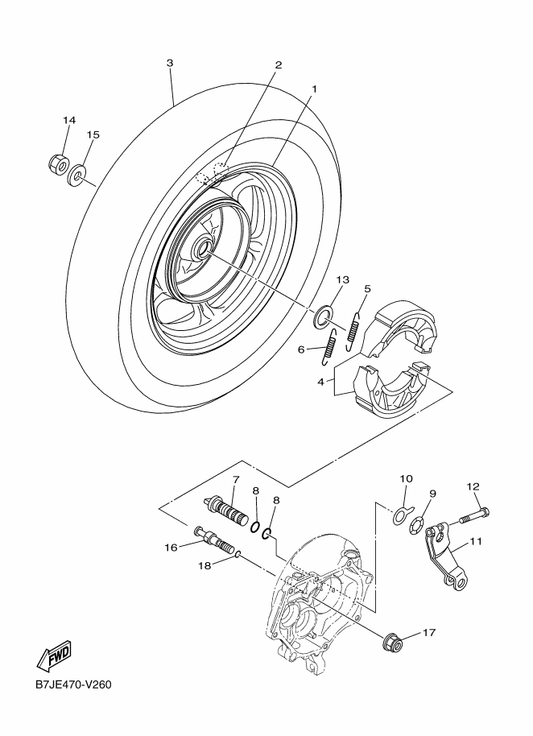 Yamaha 93210-07803 O-Ring — shown on the Rear Wheel parts diagram