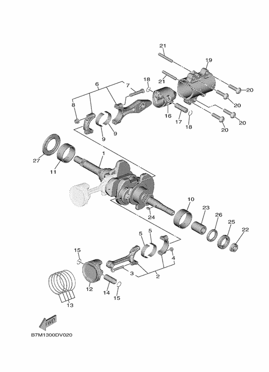 Yamaha 93450-18157 Circlip — shown on the Crankshaft & Piston parts diagram