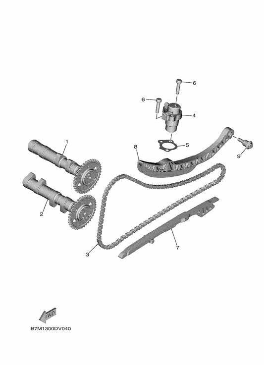Yamaha B7M-12180-10 Camshaft Assy 2 — shown on the Camshaft & Chain parts diagram