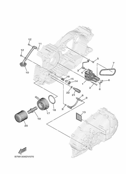 Yamaha BBW-12858-00 Bolt, Union — shown on the Oil Pump parts diagram