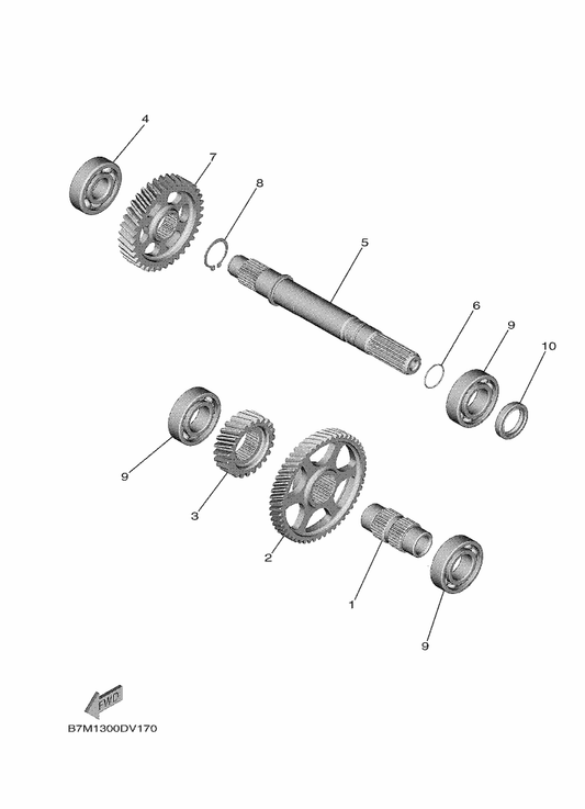 Yamaha BBW-17111-00 Gear,1St Pinion (23T) — shown on the Transmission parts diagram