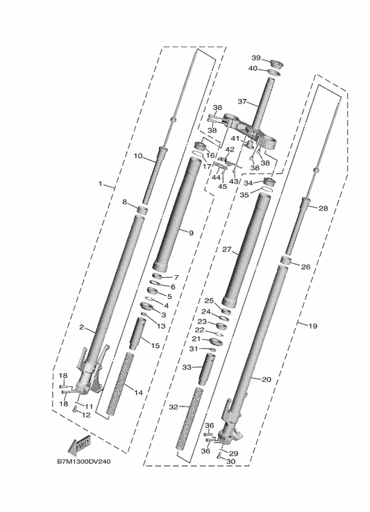Yamaha 1RC-23125-00 . Metal, Slide 1 — shown on the Front Fork parts diagram