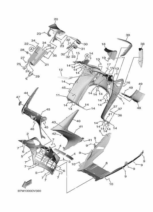 Yamaha 90159-06022 Screw, With Washer — shown on the Leg Shield parts diagram