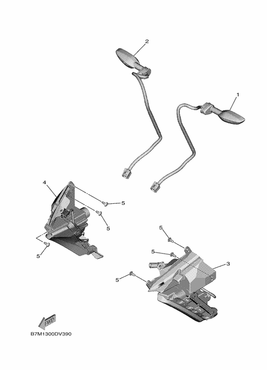 Yamaha B7M-83320-00 Front Flasher Light Assy 2 — shown on the Flasher Light parts diagram