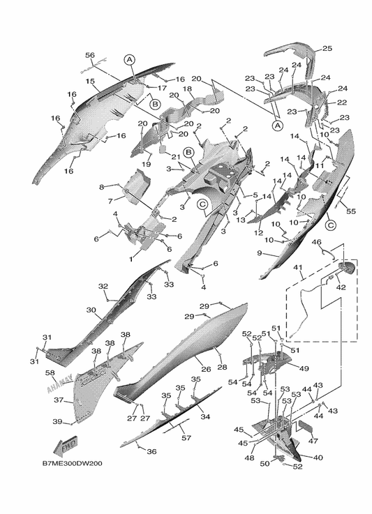 Yamaha 90480-11009 Grommet — shown on the Side Cover parts diagram