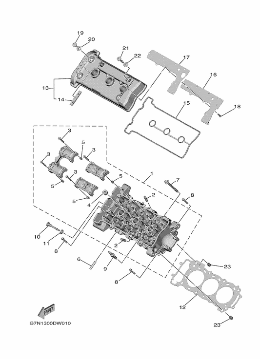 Yamaha B7N-11191-00 Cover, Cylinder Head 1 — shown on the Cylinder Head parts diagram