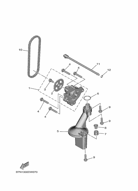 Yamaha 94581-79066 Chain — shown on the Oil Pump parts diagram