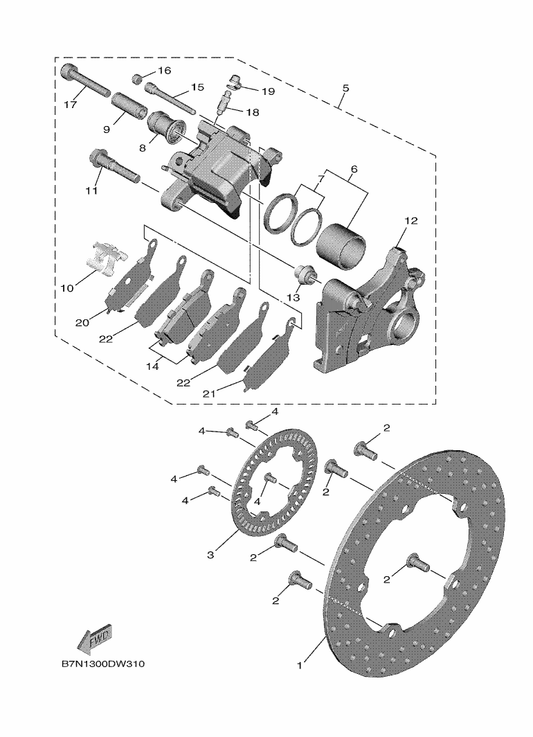 Yamaha 5DH-25916-50 . Plug — shown on the Rear Brake Caliper parts diagram