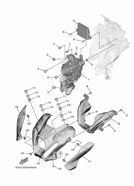 Yamaha 90387-06353 Collar — shown on the Headlight parts diagram