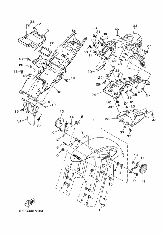 Yamaha B5P-F1569-40 . Graphic 1 — shown on the Fender parts diagram