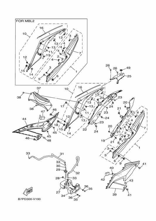 Yamaha BS7-F173F-30 . Graphic 2 — shown on the Side Cover parts diagram