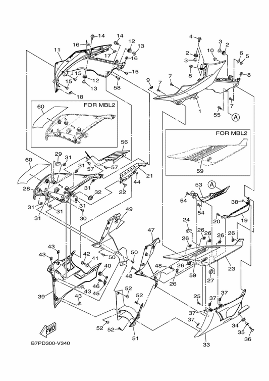 Yamaha BS7-F172H-00-P3 Panel 4 — shown on the Cowling 1 parts diagram