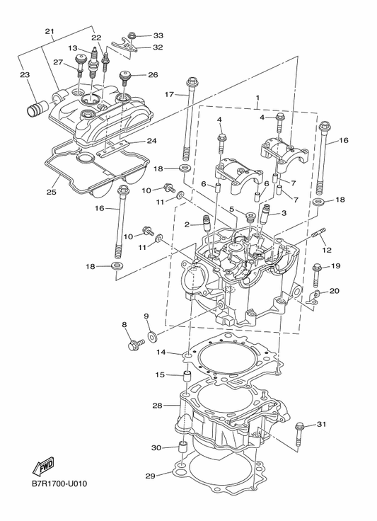 Yamaha 5PS-11134-10 . Guide, Valve 2 — shown on the Cylinder parts diagram
