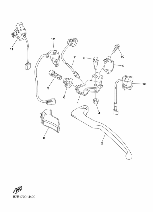 Yamaha 2GB-82917-00 Switch — shown on the Handle Switch & Lever parts diagram