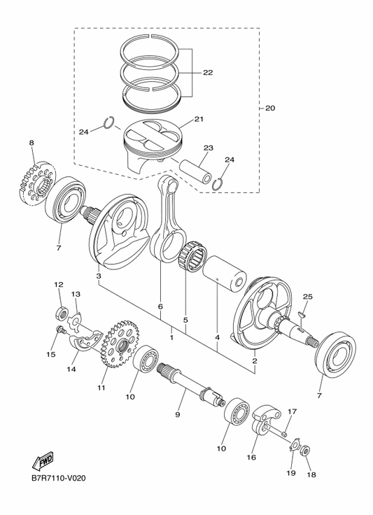 Yamaha 33D-11651-03 . Rod, Connecting — shown on the Crankshaft & Piston parts diagram