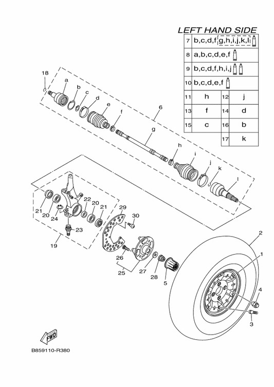 Yamaha 1XP-F5168-00 Cast Wheel, Front — shown on the Front Wheel parts diagram