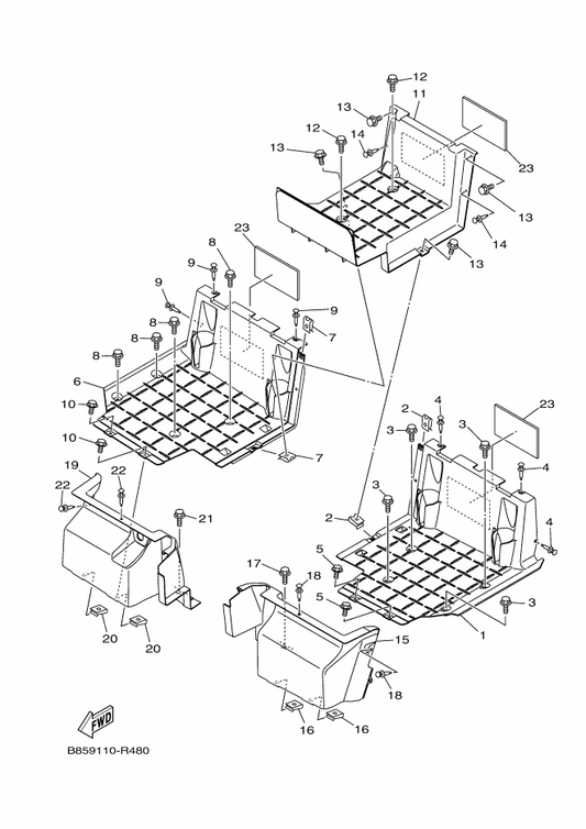 Yamaha 2PG-F7444-00 Cover, Rear Footrest — shown on the Stand & Footrest 2 parts diagram