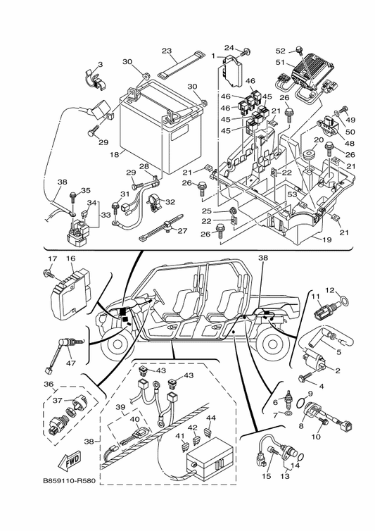 Yamaha B85-8591A-00 Engine Control Unit Assy — shown on the Electrical 1 parts diagram
