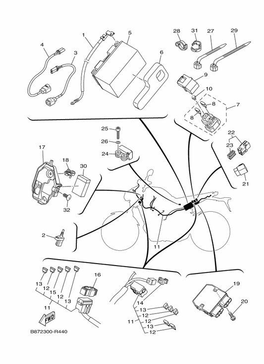 Yamaha 1RC-82590-01 Wire Harness Assy — shown on the Electrical 1 parts diagram